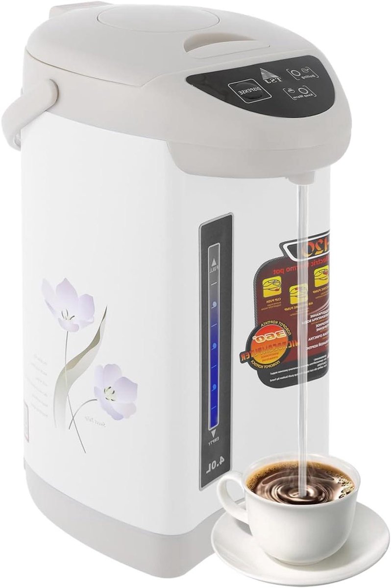 Warmwaterdispenser - Thermoskan Waterkoker - Snel Warm Water - Constante Temperatuur - 4 Liter - Wit