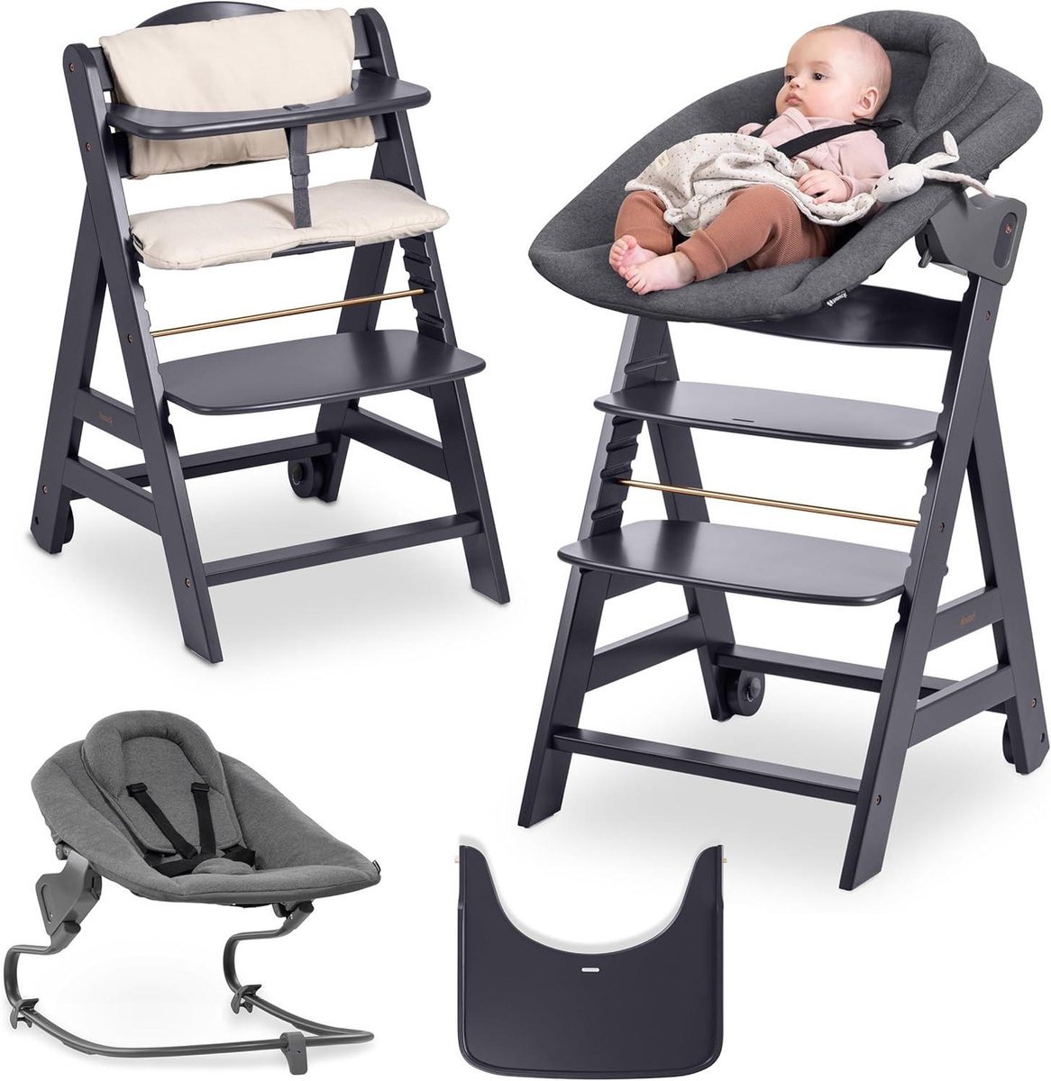 Kinderstoel Newborn Set - Baby Stoel Baby Lounger - Aan Tafel Zitten - Compleet Inclusief Bouncer