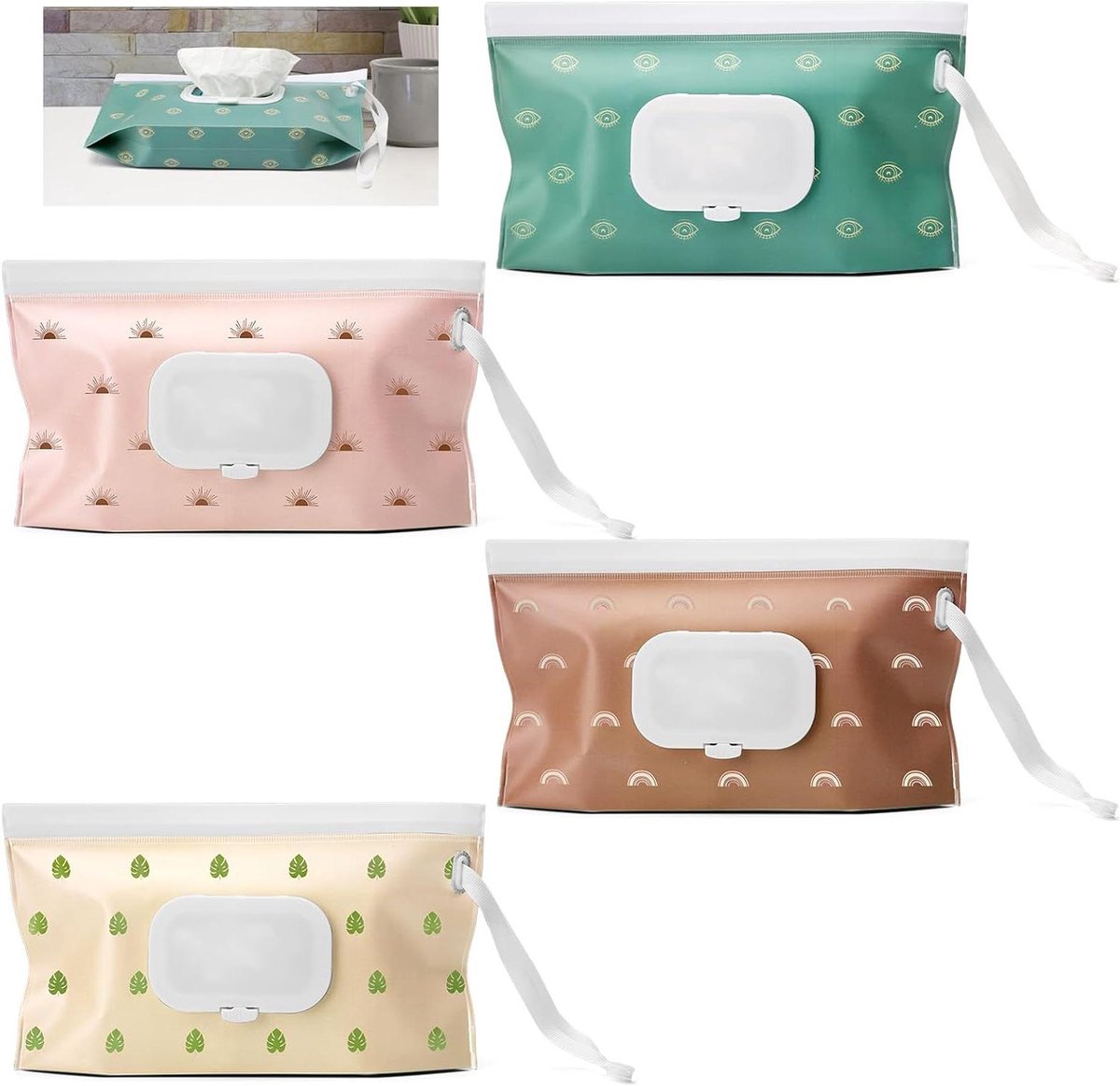 Babyluiers Tassen - Draagbare Doekjeshouder - Onderweg Hygiëne - Herbruikbaar en Navulbaar - 24 x 13.5 cm - Gekleurd