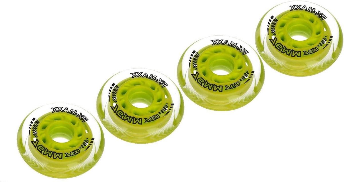 Skeelerwielen Set - Inline Skate Wielen - Indoor en Outdoor Skaten - High Performance Extra Grip - 80 mm - Geel