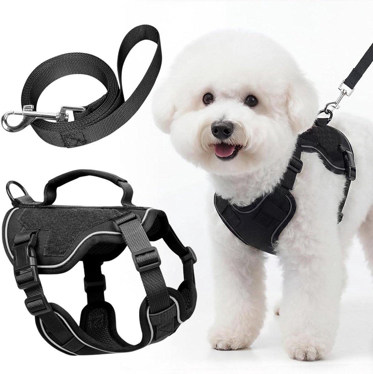 Hondentuigje met Riem - Harnas Hond - Veilige Wandelingen - Verstelbaar en Reflecterend - Maat XS - Zwart