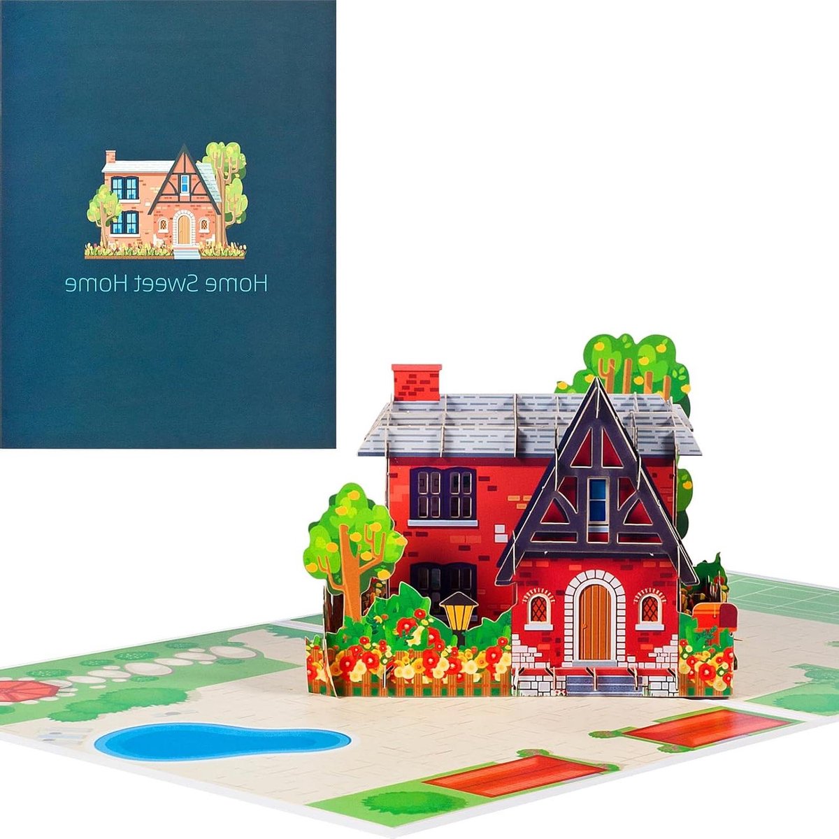 Huis Kaart - Wenskaart 3D - Verhuizing Vieren - Pop-up Design - 20 cm - Multicolor