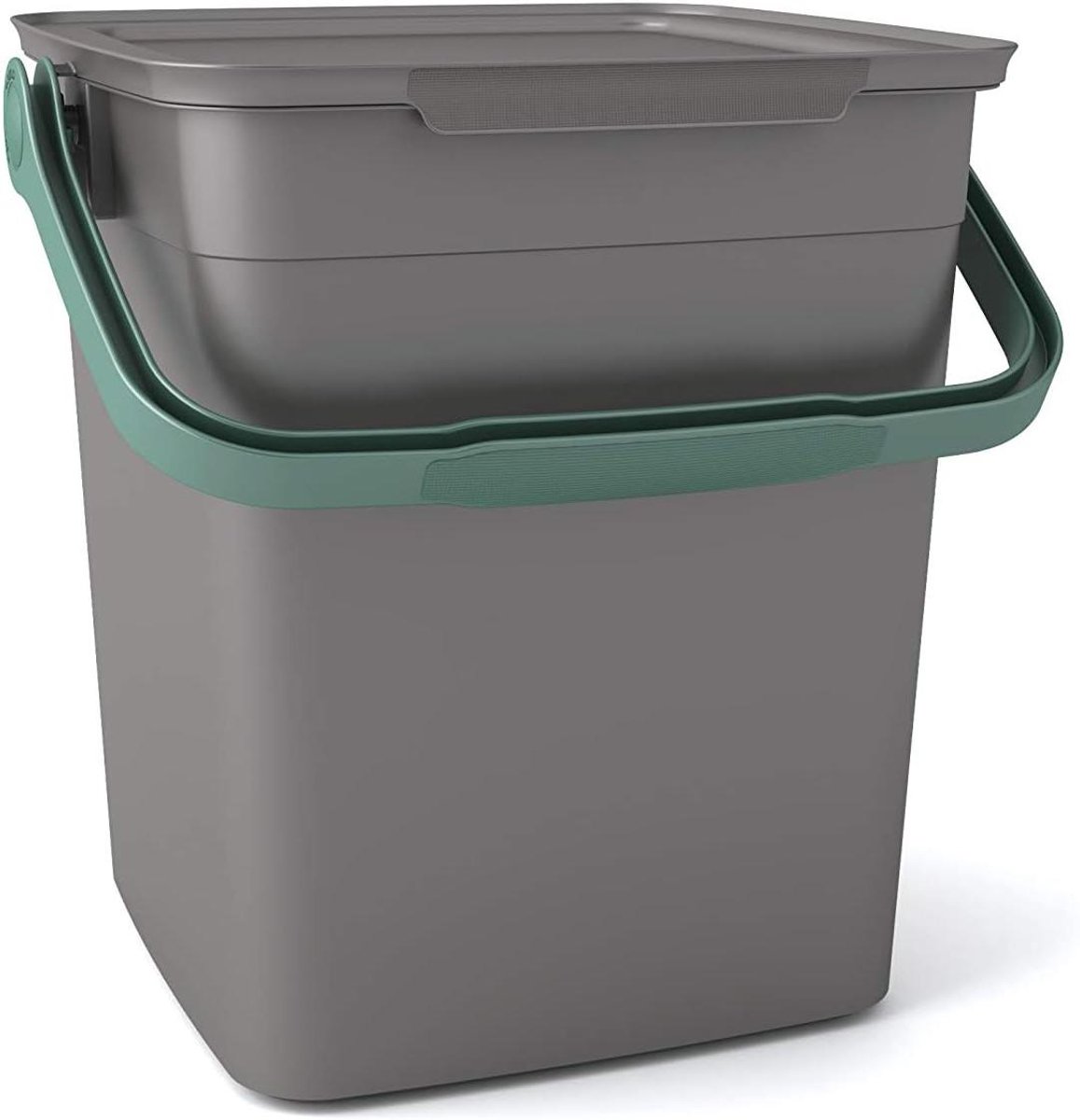 Compost Bak - Afvalbak Keuken - Organisch Afval Scheiden - Met Hendel Vergrendeling - 9 Liter - Grijs Groen