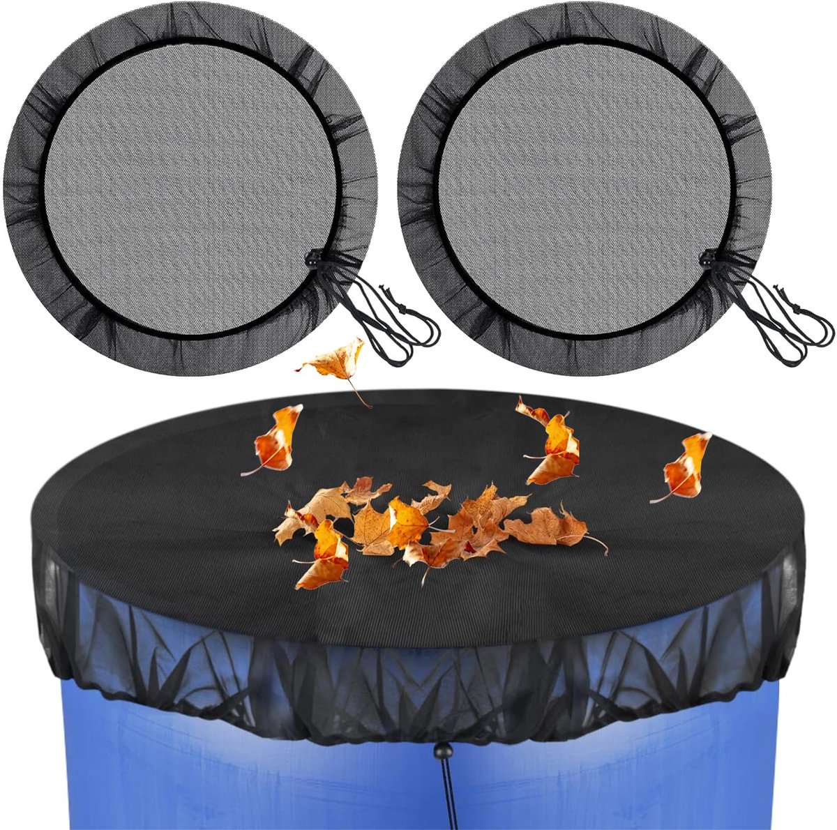 2 stuks net voor regenton, afdekking voor watertank, diameter 95 cm, verstelbaar, weerbestendig, muggenafweer, regenwater