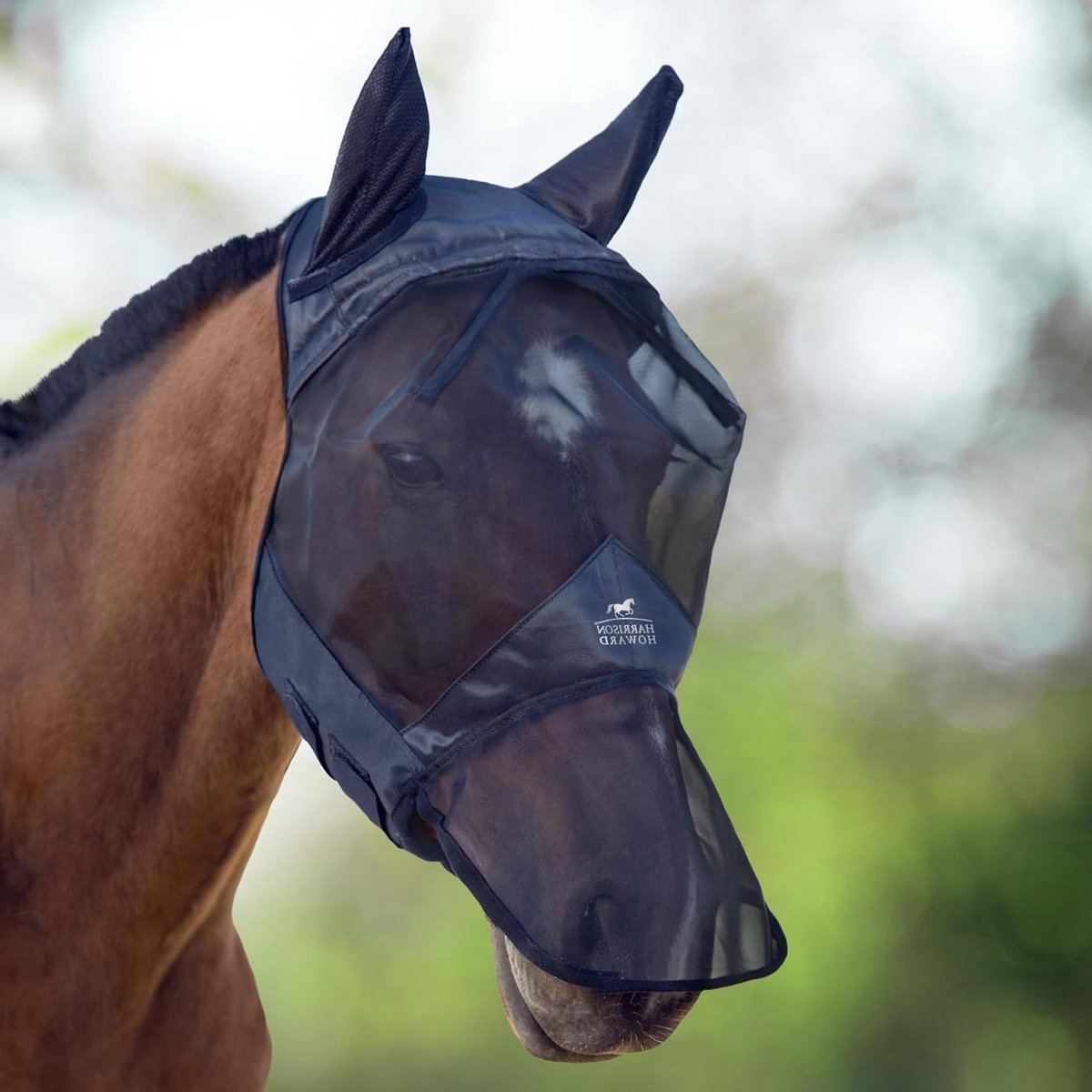 Paarden Vliegenmasker - Insectenmasker Paard - Bescherming Tegen Insecten - Muggenbestendig Ademend Materiaal - Maat L - Zwart