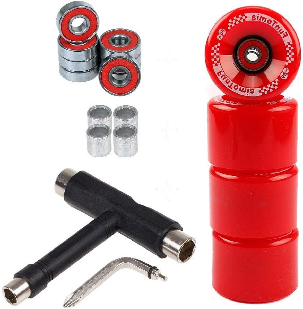Skateboard Wielen Longboard Rollen Freeriden Dansen Incl. Kogellagers Spacer 65x45mm 80A