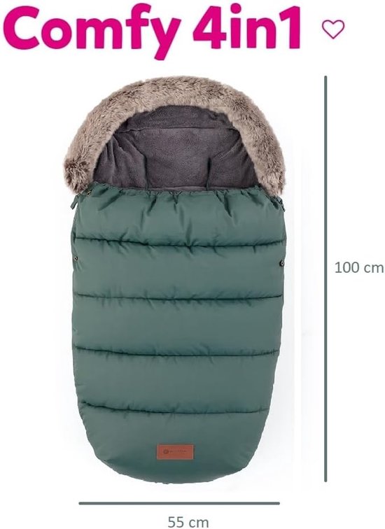 Voetenzak Kinderwagen - Winterzak Baby - Warm Houden - 4-in-1 Multifunctioneel - 100 cm - Groen — afbeelding 5