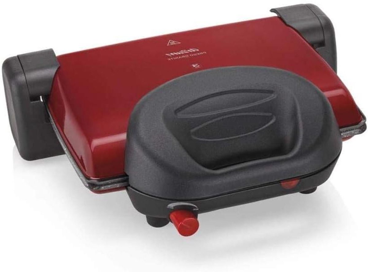 Grill- en Toastmachine - Contactgrill Tosti IJzer - Gezond Grillen - Verstelbaar Bovenlichaam - 6 toasts - Rood