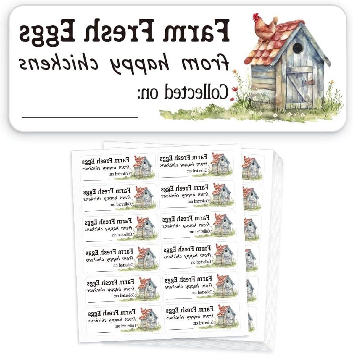 Eierdozen Stickers - Verse Eieren Labels - Eieren Verkopen - Datum Schrijfbaar - 2.5 x 6.5 cm - Gemengde Kleuren