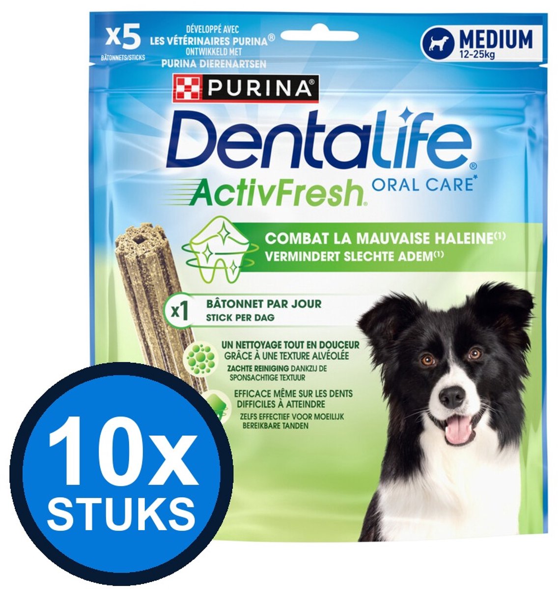 10x Dentalife - ActivFresh Medium Hondensnack - Hondenvoer Snacks - 115 g