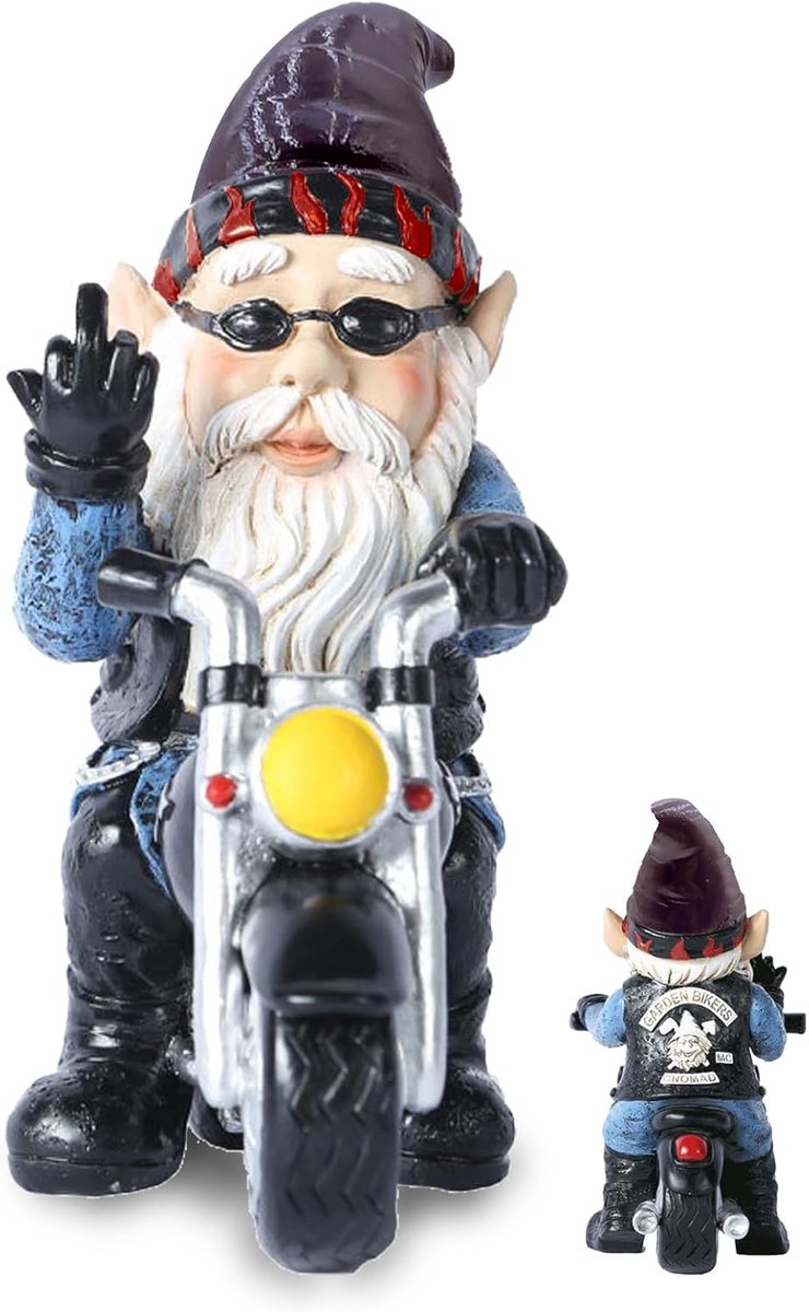 motorfiets dwergen voor tuin, motorfiets, cadeaus voor mannen, adventskalender, tuin, grappige tuinkabouters voor buiten, waterdicht, tuindecoratie, terras, balkondecoratie