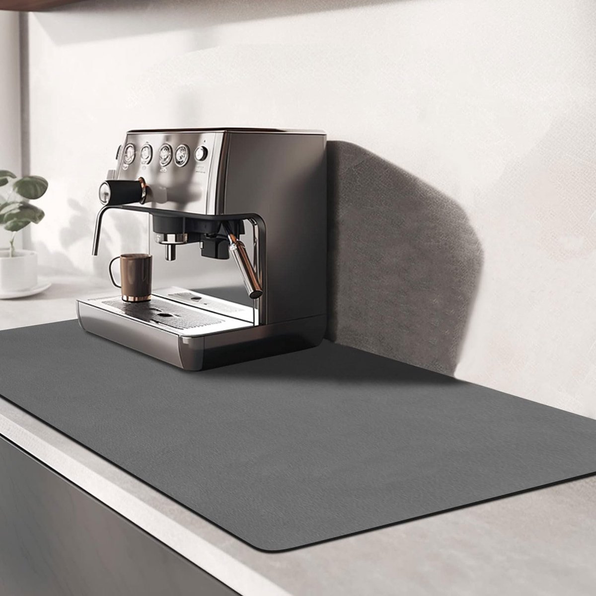Afdruipmat, 50 x 30 cm, keukenafdruipmat, antislip onderkant, sneldrogend, afdruipmat, absorberende koffiemachinemat, verbergen van vlekken, mat (donkergrijs)