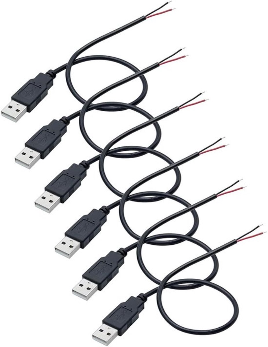 Dailygoody - USB-pigtail kabel - 2-draads USB 2.0 - 0,3 meter - 22awg
