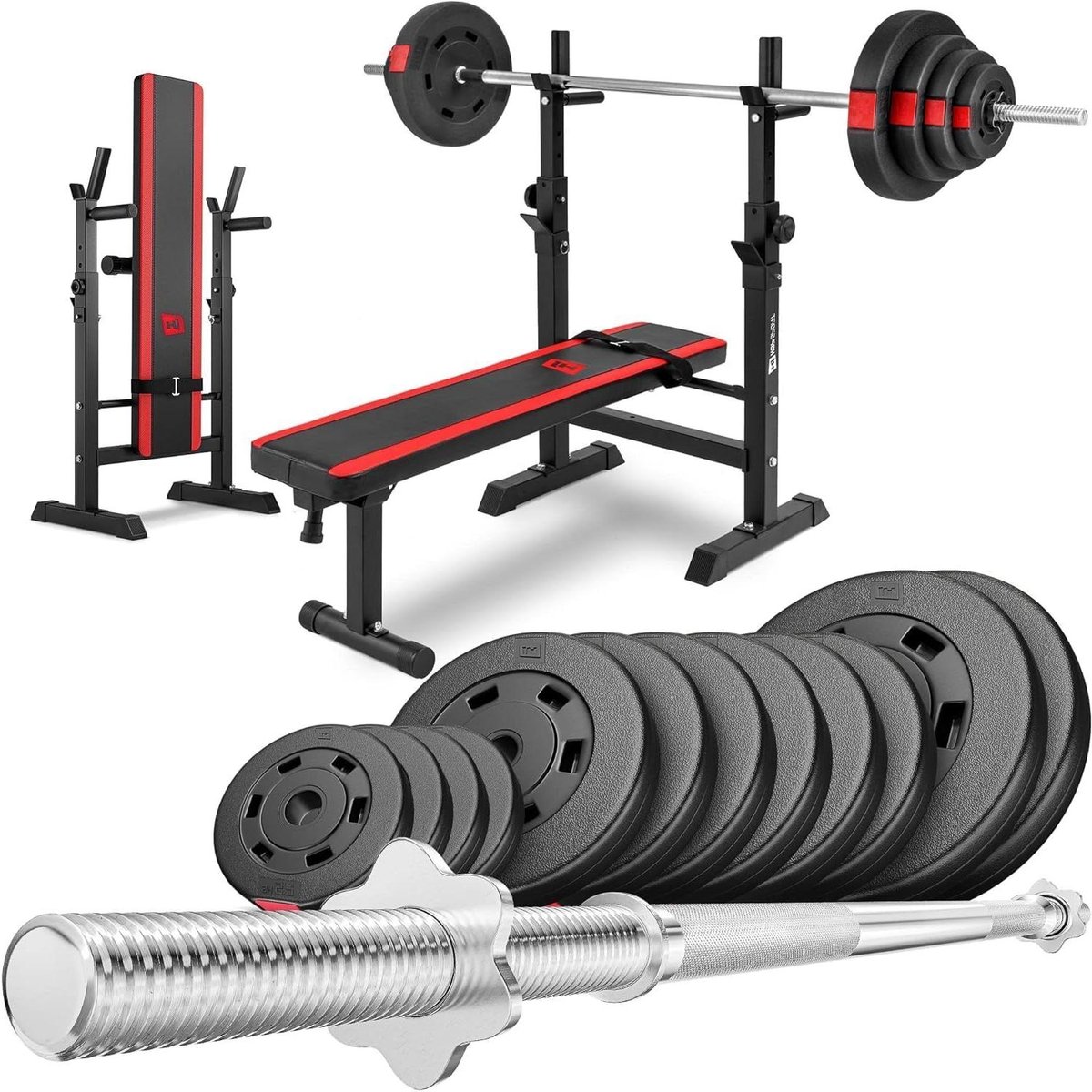 Verstelbare Fitnessbank - Krachtstation Halterbank - Kracht Training - Inklapbaar Ontwerp - Max 250 kg belasting - Zwart