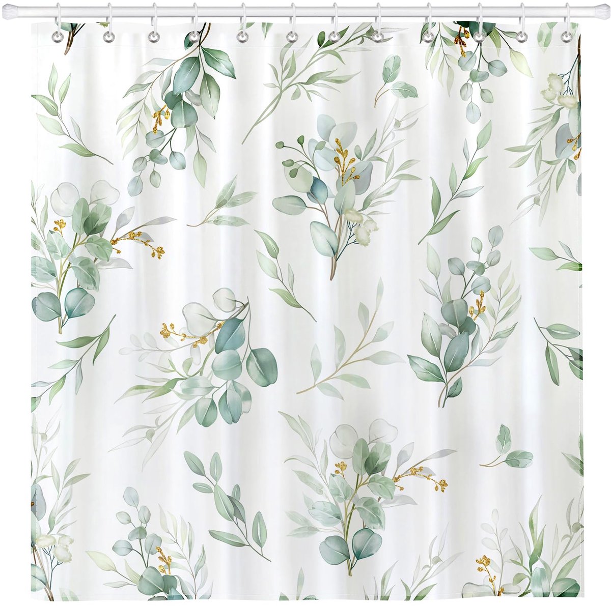 Douchegordijnset, waterdichte polyester douchegordijnen voor lente en zomer, stoffen douchegordijnen met 12 haken voor badkamer woondecoratie, 182 x 182 cm (72 x 72 inch) wasbaar