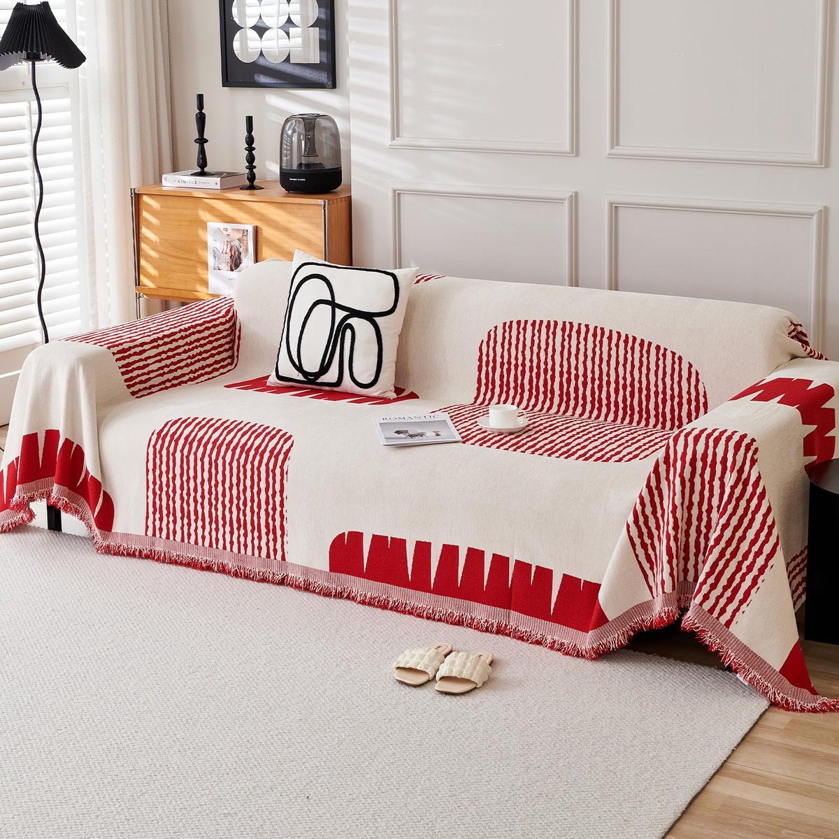 deken zachte plaids voor banken wasbare deken voor bed settees fauteuils, woonkamer 180 x 260 cm-rood