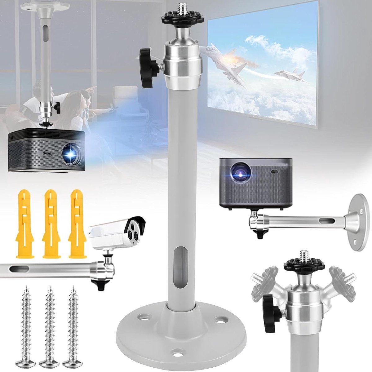 Mini Beamerhouder - Projector Beugel - Films Kijken - 360 Graden Draaibaar - 5kg Draagkracht - Zilver