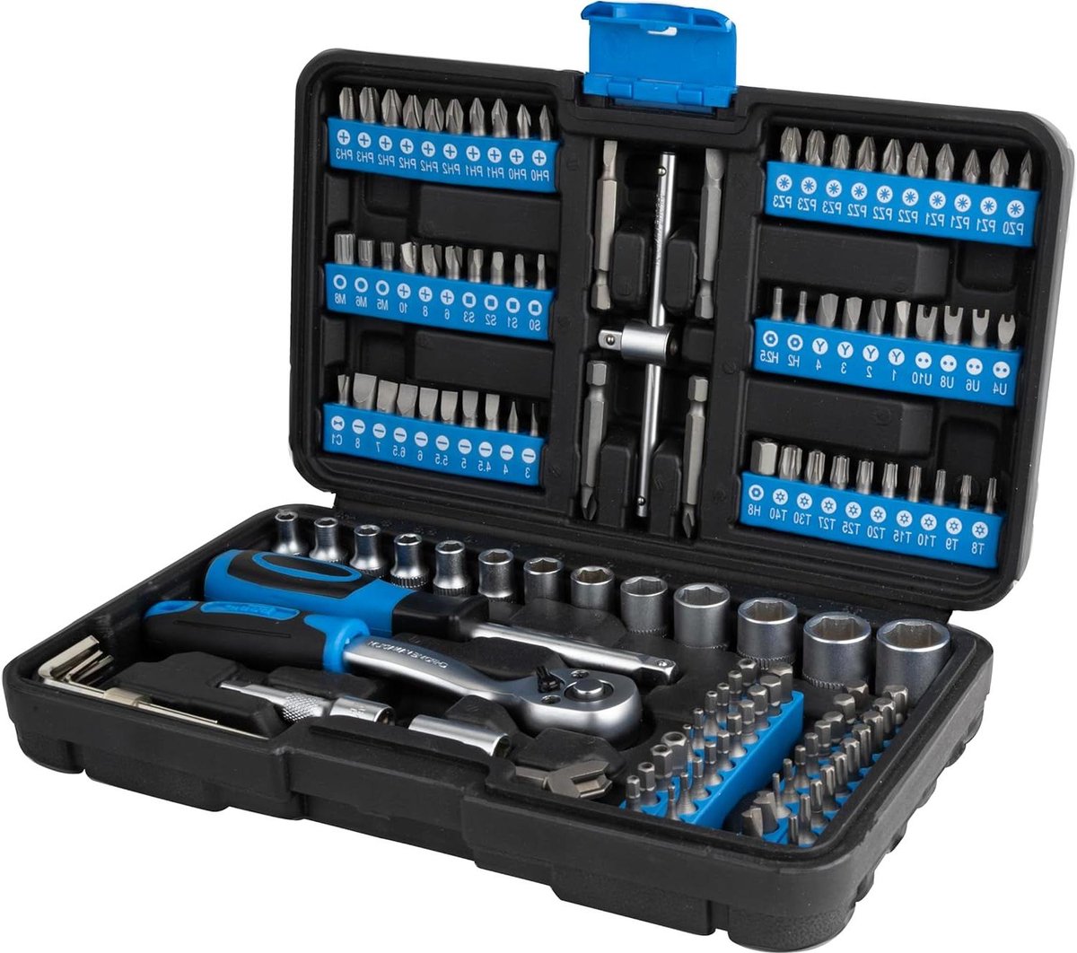 Gereedschapsset - Bitset - Klussen en reparaties - 130-delig - 24x14x5.5 cm - Blauw/zwart
