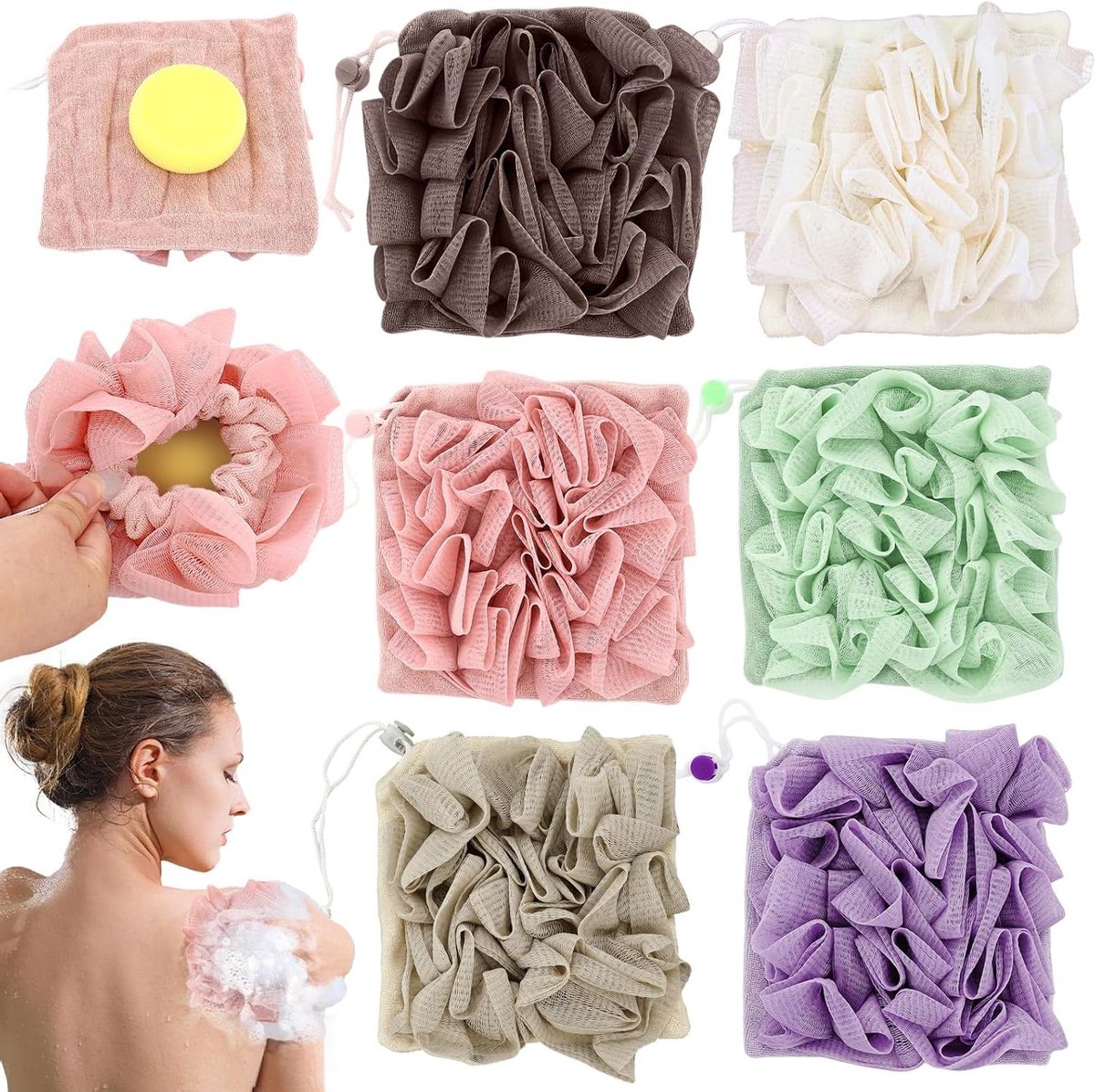 Zeep Bar Loofah - Zeepzakje Douche - Huid Reinigen - Rijke Schuim Generatie - 6 Stuks - Multicolor