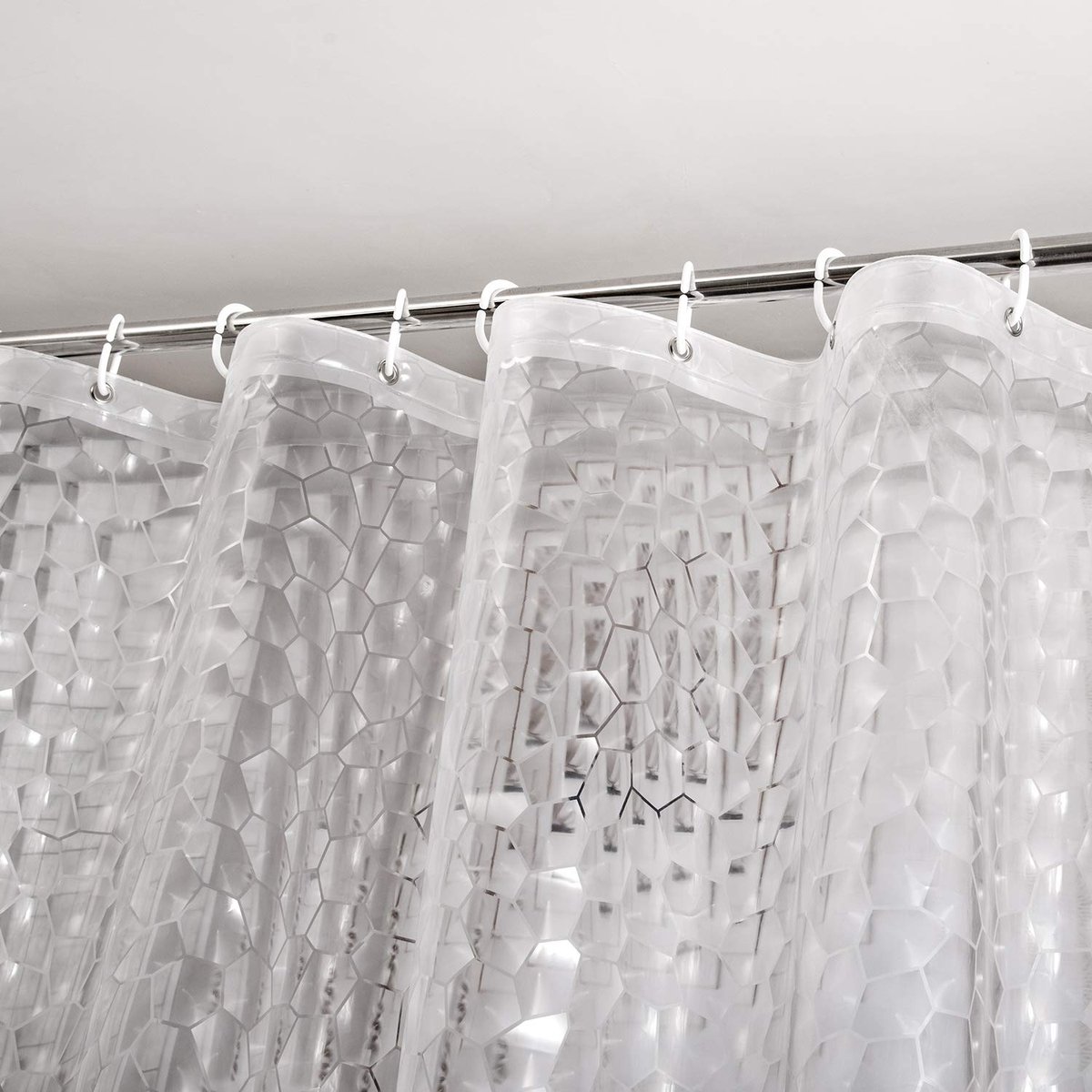 Douchegordijn, schimmelwerend met gewichtmagneten aan de onderkant, transparant, 3D kubisch EVA, waterdicht, antibacterieel gordijn voor douche en badkuip, 0,15 mm (150 x 180 cm), met 10 kindv