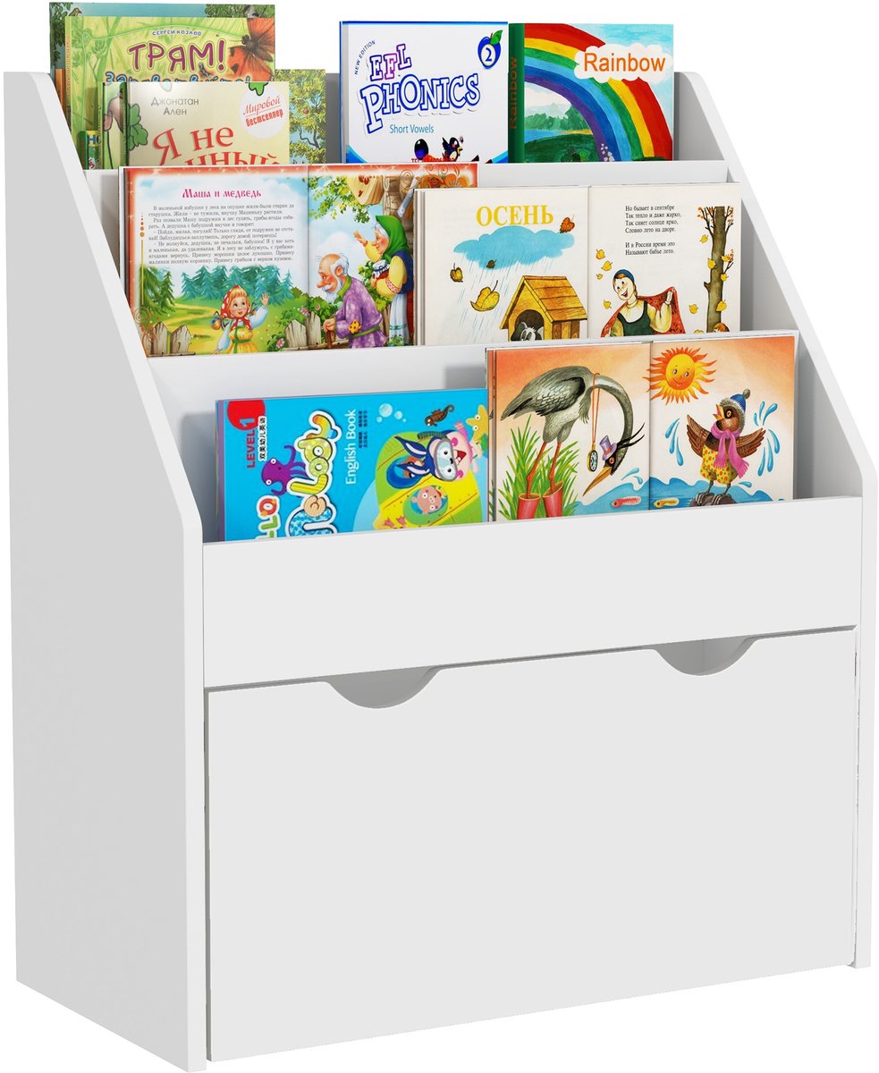 AIYAPLAY - Kinderboekenkast - MDF - 62,5x30x70cm - Wit