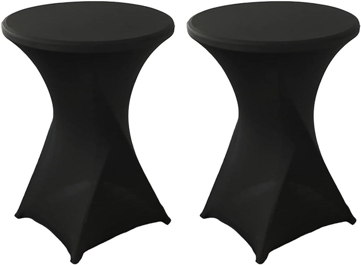 Tafelhoezen Set - Ronde Overtrekken - Tafel Decoratie - Elastische Pasvorm - Diameter 60-80cm - Zwart