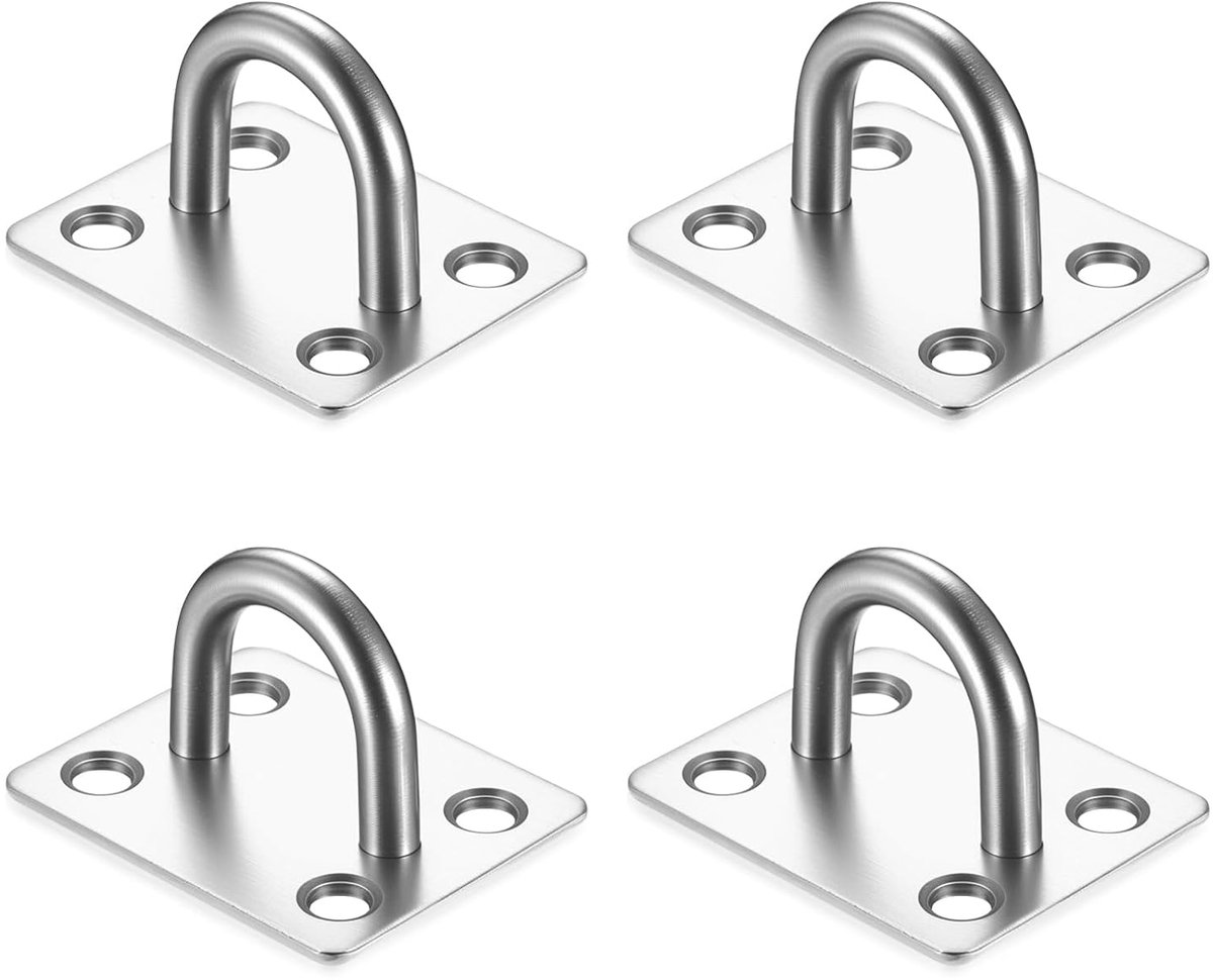 Roestvrijstalen oogplaat 4 stuks voor plafond- en wandbevestiging, zonnezeil ophangen