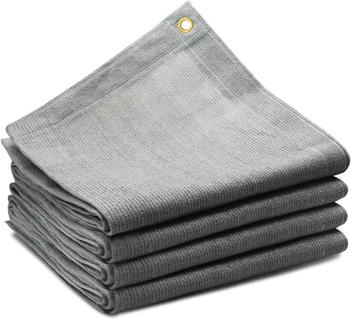 12X12 Ft Schaduwdoek voor Patio, 90% UV Blok, 200GSM Zonnescherm Stof | Heavy Duty Ademend Grijs Zonnescherm Cover Screen met Doorvoertules voor Buiten, Pergola, Tuin, Deck, Veranda, Achtertuin