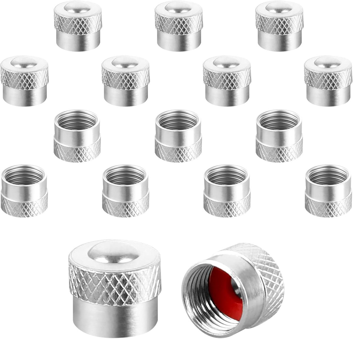 Ventieldoppen met rubberen ring - afdichtingsbandventielhoezen voor auto, motorfiets, fiets, scooter, zilver