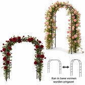 Metalen Rozenboog 240 x 140 x 38 cm – Tuinboog voor Klimplanten – Klimboog - Tuindecoratie - Tuinafscheiding - Klimplantgeleider Rankhulp - Bloemenboog - -2 Opbouwvormen – Met Grondankers – Zwart