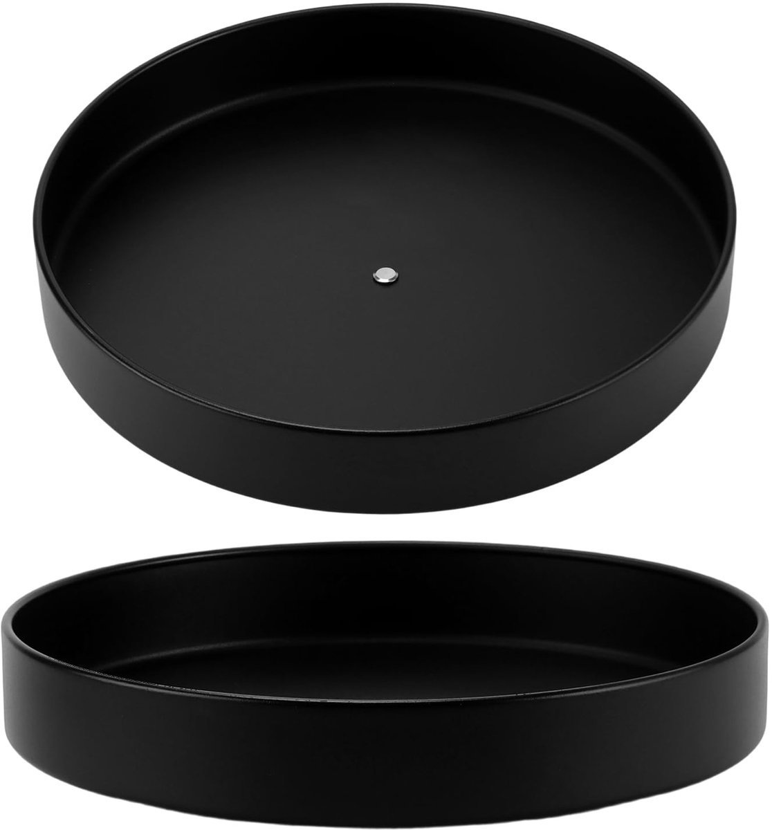 Set van 2 draaibare organizer, koolstofstaal, 30 x 6 cm, zwart, draaiplateau, koelkast, draaiplateau voor keuken, kast