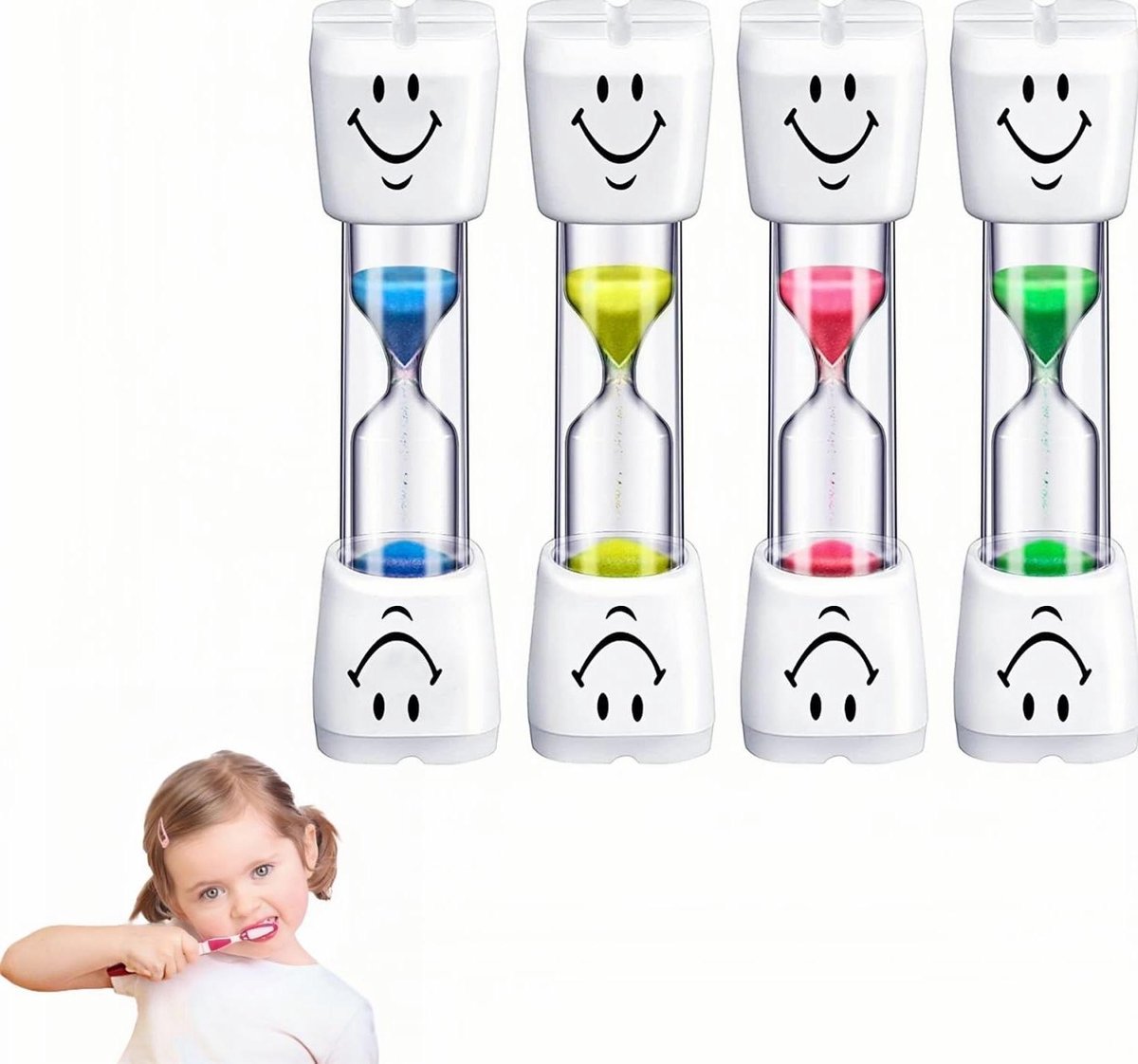 Zandloper Timer - Keukentimer Tandenpoetsen - Kinderen Leren Tandenpoetsen - 4 Stuks Kleurrijk - 3 Minuten - Multicolor