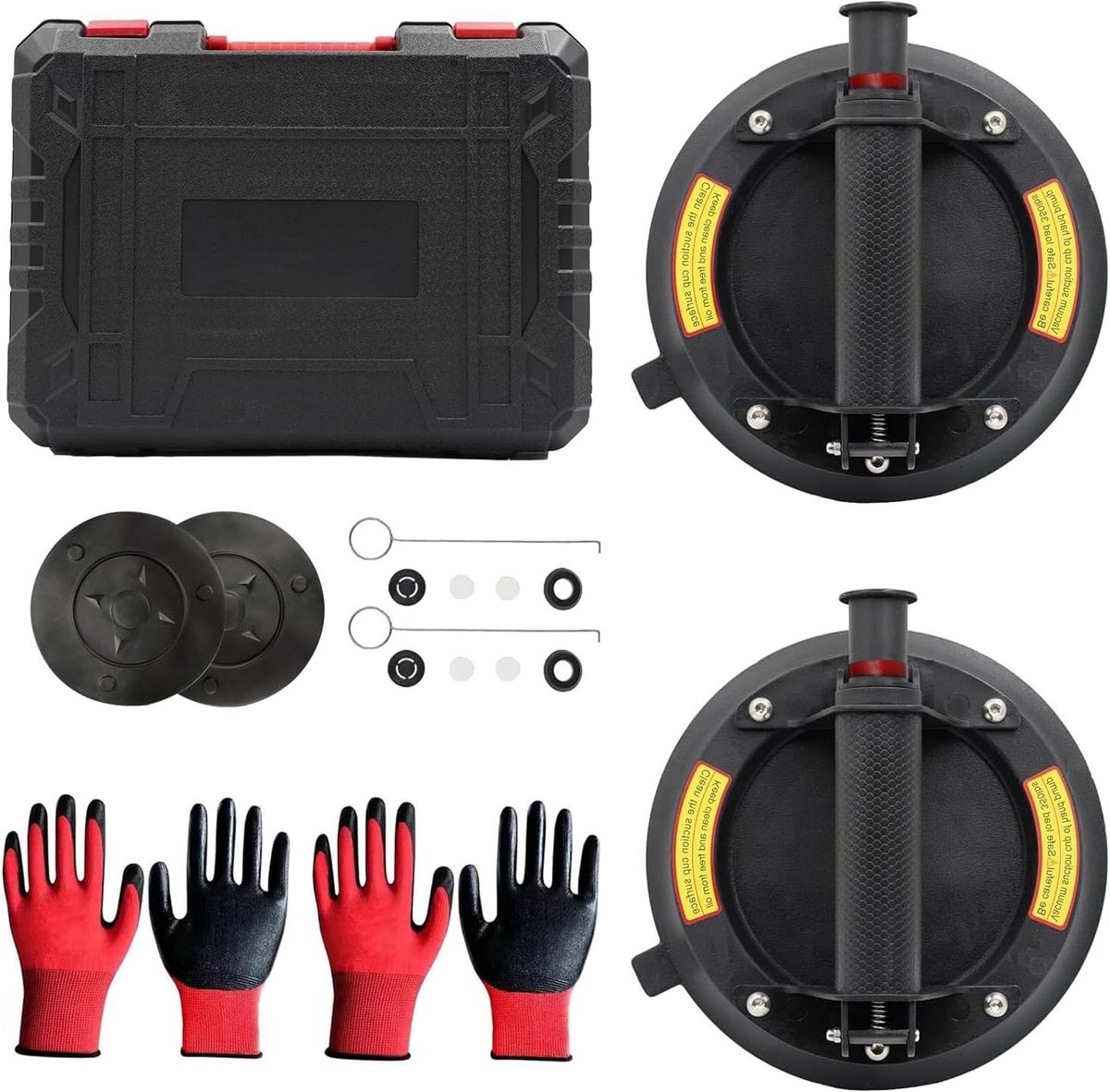 Zuignappen Set - Tegellifters Glaslifters - Zware Objecten Verplaatsen - Hoge Draagkracht - 20 cm - Zwart