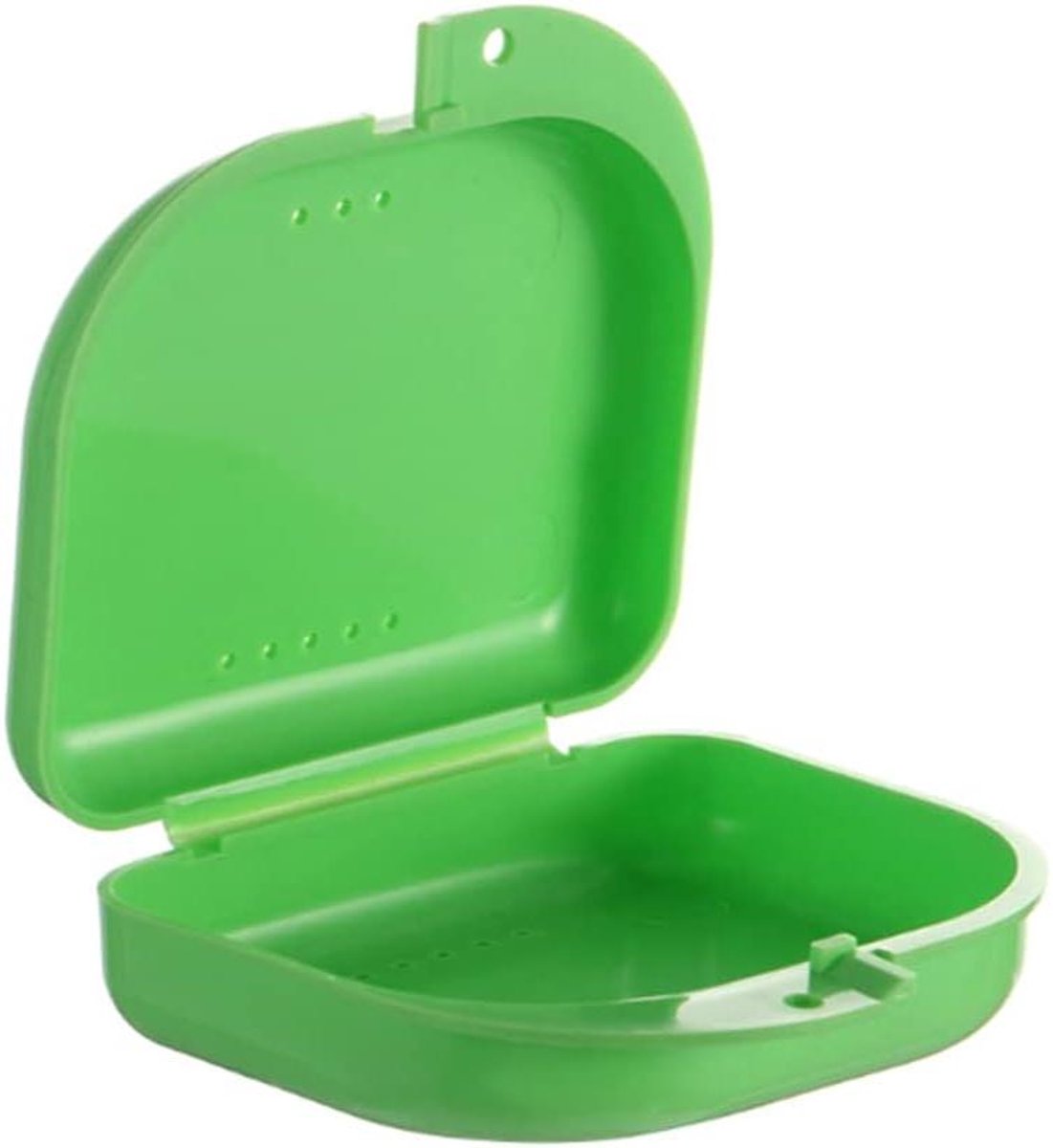 Opbergkoffer Kunstgebit - Bewaarbox Gebitsbeschermer - Hygiënisch Opbergen - Met Ventilatiegaten - 6x7.5x2.5 cm - Groen