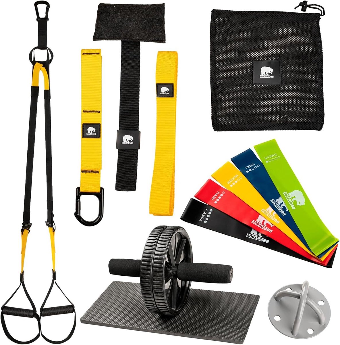 Suspensiie Trainingsset - Thuis Fitness Set - Kracht Opbouwen - Compleet Gymnasium - 7 Delig - Zwart