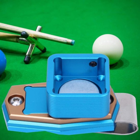 Biljartkeu Krijt Houder - Snooker Krijt Carrier - Biljart Onderhoud - Vaste Clip - Zakformaat - Blauw — afbeelding 2