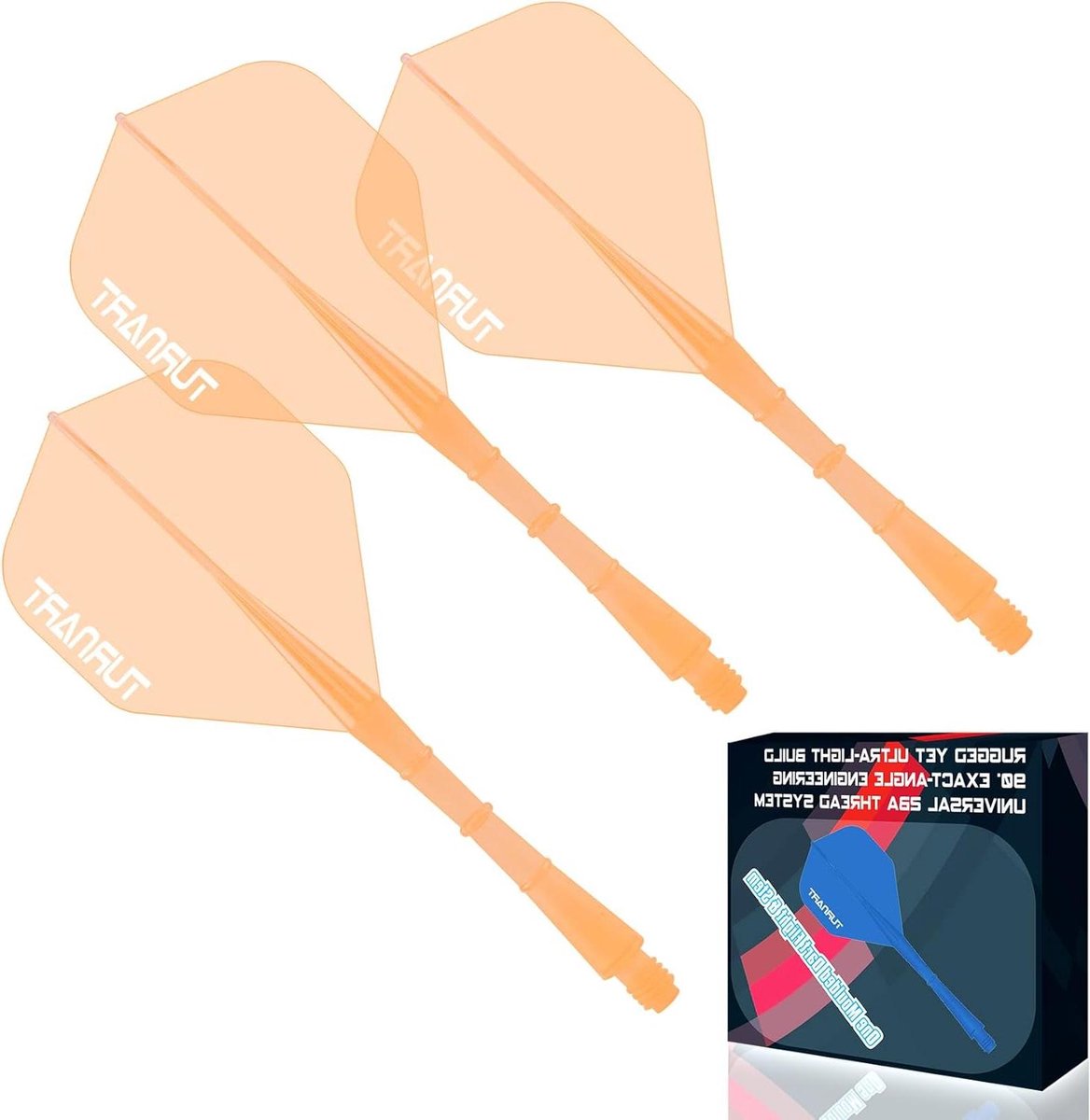 Dartflights en shafts - Geïntegreerde flights - Darts spelen - Vormgevormd design - 2BA - Oranje