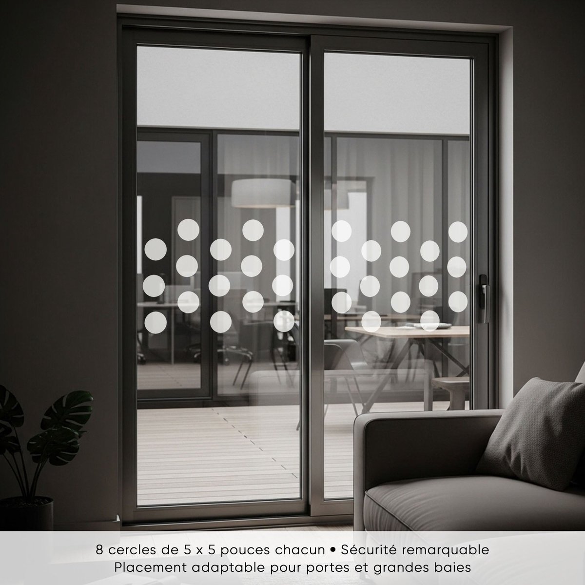 Privacy raamfolie - 8 cirkels - Zelfklevende raamfolie voor ramen en douchedeuren - 85x55c