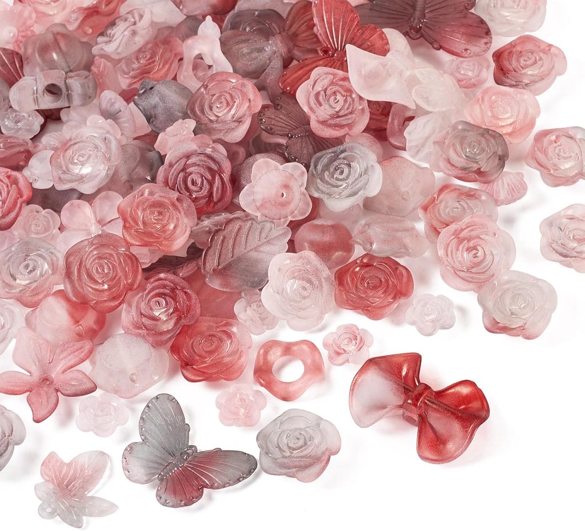 Kralen rode matte bloem boog vlinder blad kralen esthetische ambachtelijke kralen bulk voor doe-het-zelf armband ketting oorbel sieraden maken