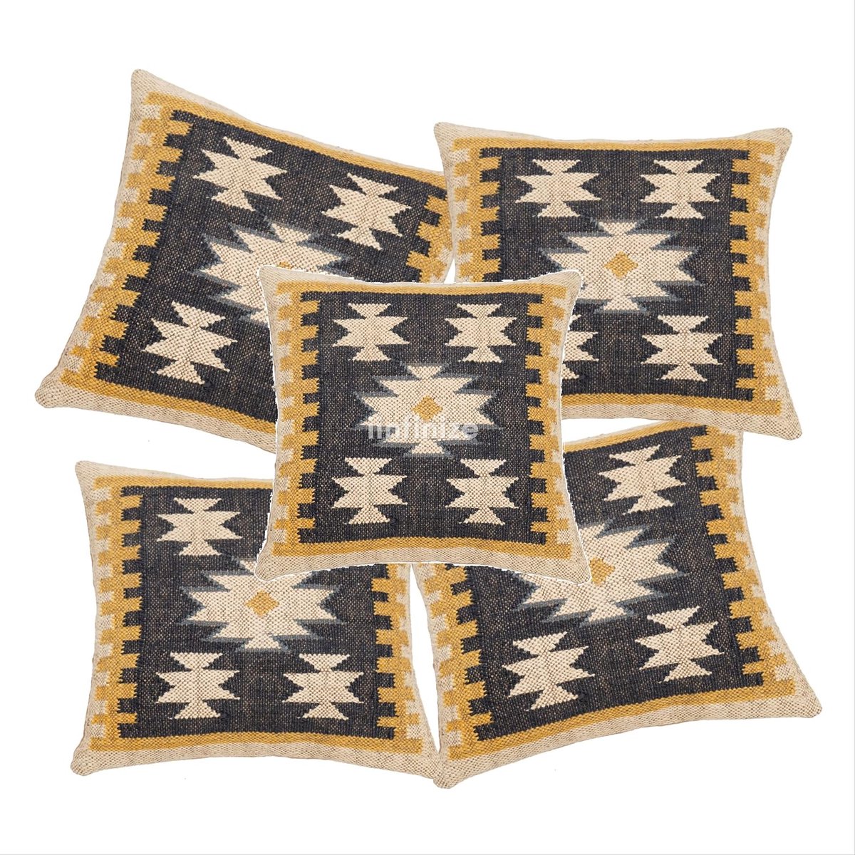 jute kussenhoes handgeweven kelim tapijt kussensloop 18 x 18 cm vintage boho woondecoratie kussen sham decoratieve oosterse kussens voor bank (5)