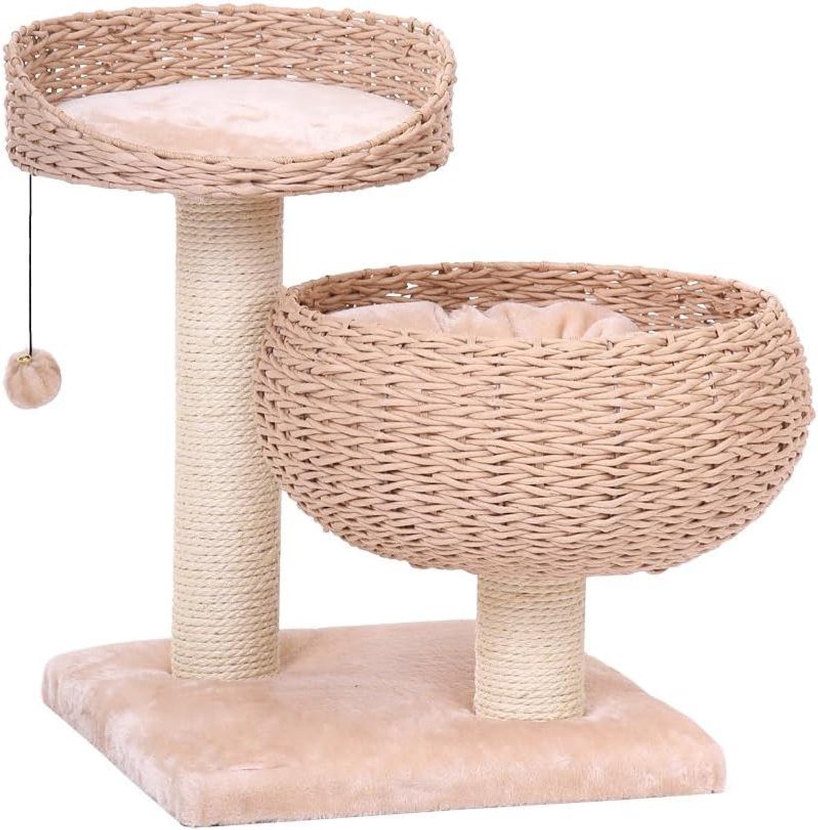 Krabpaal - Kattenkrabpaal - Katten Vermaken - Robuust Papier Vlechtwerk - 45 x 45 x 59 cm - Beige