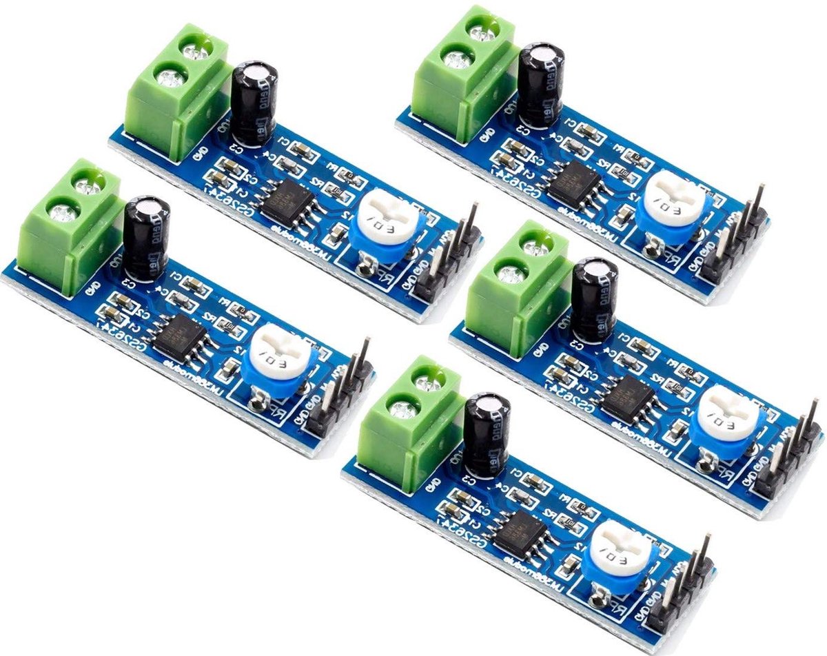 Audio Versterker Module - LM386 Module - Geluidsverbetering Projecten - 200x Versterking - 5 stuks - Groen