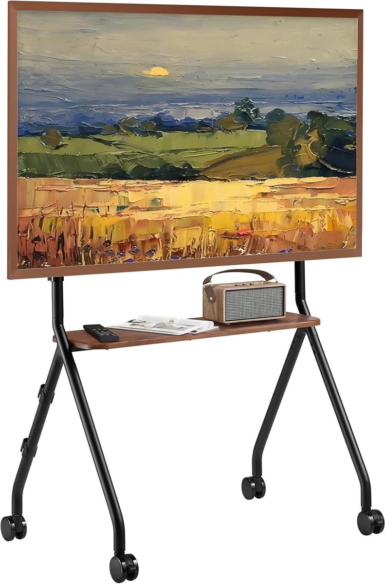 Mobiele TV Standaard - TV Kar Wielen - Presenteren - In Hoogte Verstelbaar - 49-80 inch - Zwart