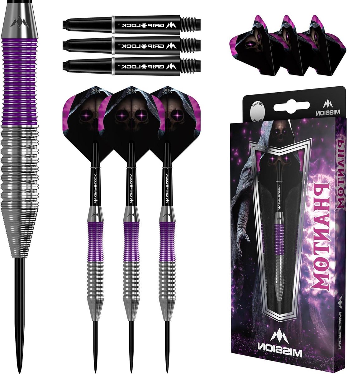 Stalen Tip Darts - Messing Darts - Darts Spel - Zilver Paars Design - 22g - Zilver Paars