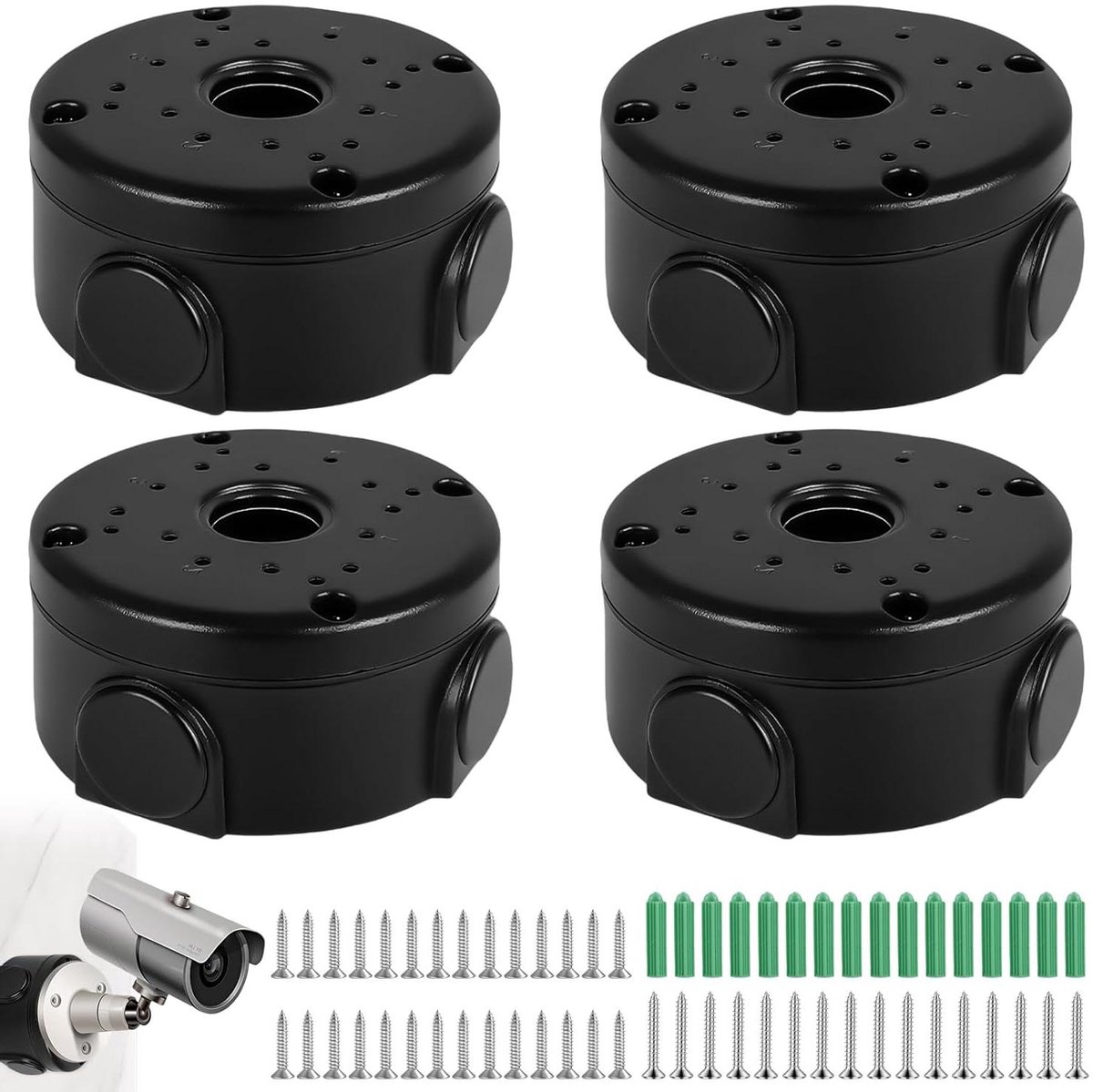 Camera Aansluitdoos - Junction Box - Beveiliging Installeren - Waterdicht Ontwerp - 4 stuks - Zwart