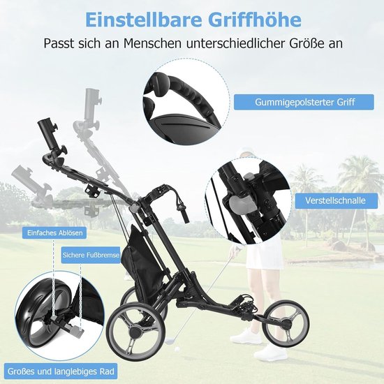 Golf Trolley - Golfkar Golftas Trolley - Golfen op de baan - Lichtgewicht Aluminium Frame van GOLF — afbeelding 4