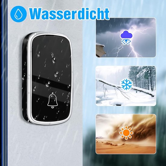 Draadloze Deurbel - Zonder Batterij - Huis Beveiligen - Kinetische Energie - 11 x 7 x 7 cm - Wit — afbeelding 3