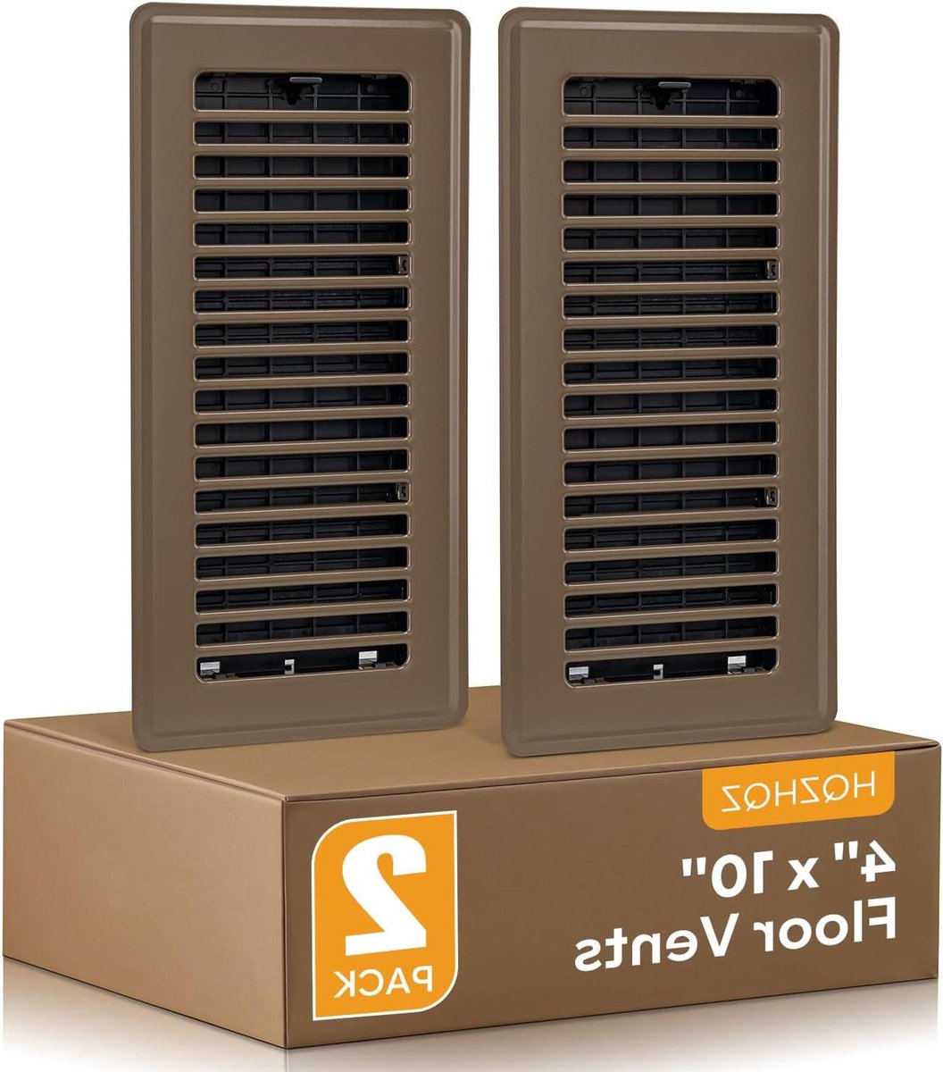 Vloer Roosters - Ventilatiehoezen Vloerventilatie - Luchtcirculatie Verbeteren - Roestbestendige Coating - 4 x 10 Inch - Bruin