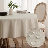 Rond Tafelkleed - Waterafstotend Linnenlook Wasbaar - Voor Tuintafel Kamperen Bruiloften - Beige Ø 100 cm