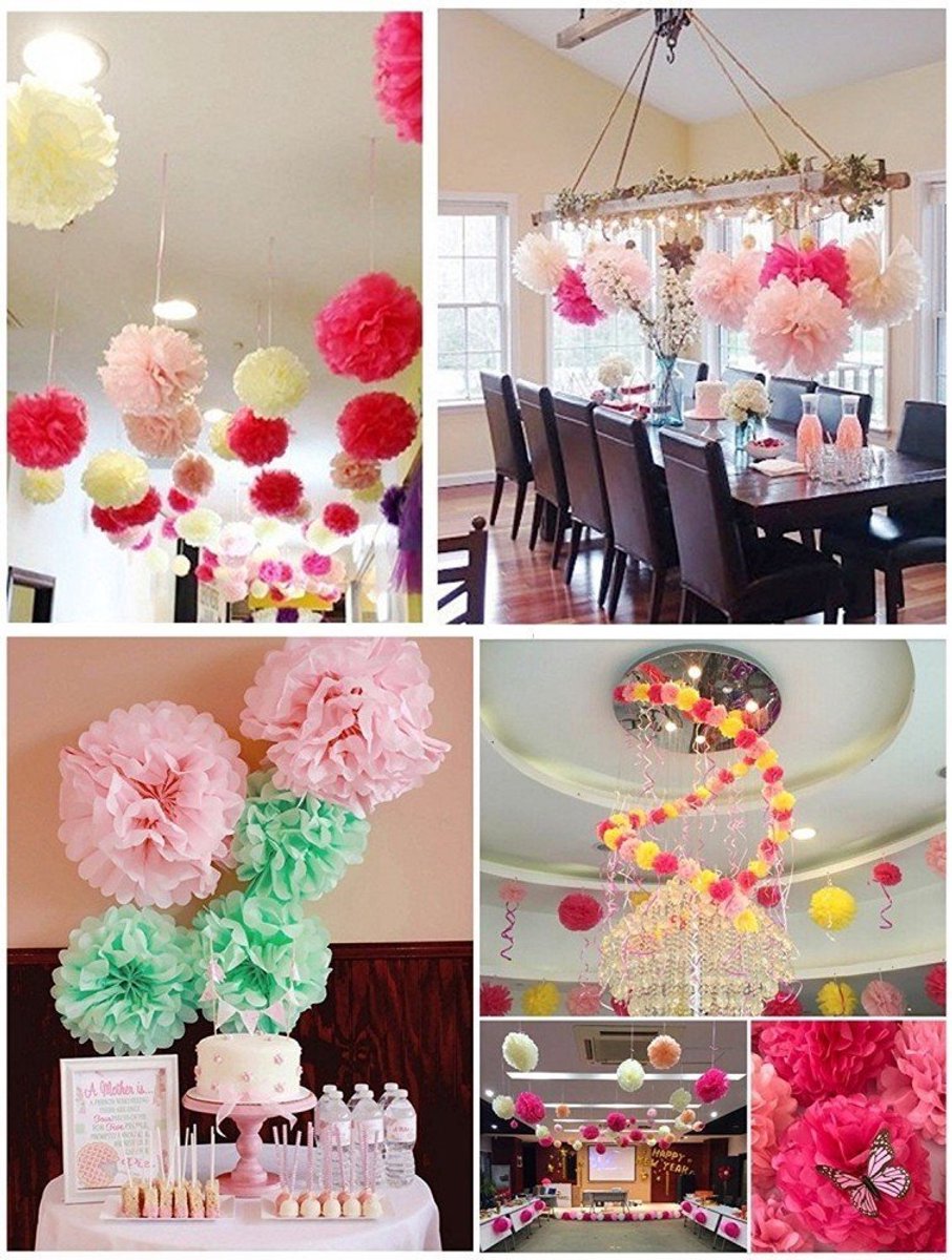 10 x 10 inch 25 cm, Tissue pom poms Pompons Decoraties Accessoires Papier Bloem Ballen voor Bruiloft Verjaardag Baby Shower Kip Nacht Doop Kerstmis Halloween Feestbenodigdheden (rood) — cadeau in Wonen & Interieur - foto 3